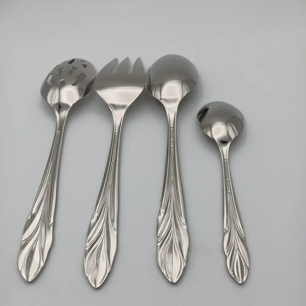 Gorham Willow 4 Piece Serving Hostess Set Stainless Flatware Indonesia NOS VTG